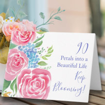 水彩ルーズバラ&アジサイ90誕生日