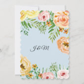 水彩ルーモダンズイエローピーチ赤面フローラ 招待状 (裏面)