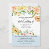 水彩ルーモダンズイエローピーチ赤面フローラ 招待状 (正面)