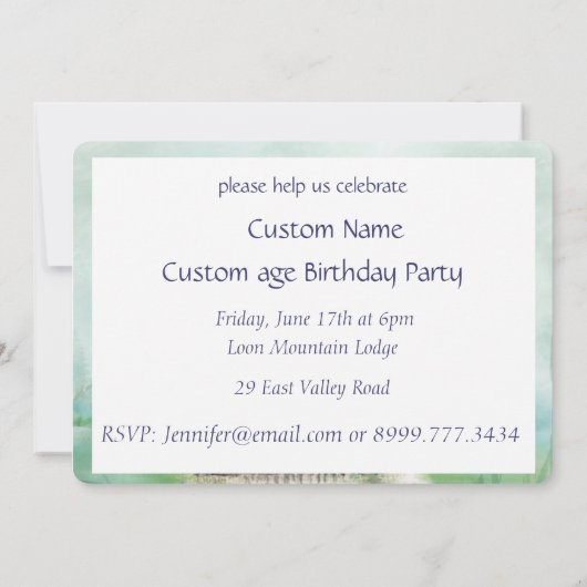 水彩ルーンバードバースデーパーティー招待状 招待状 (裏面)