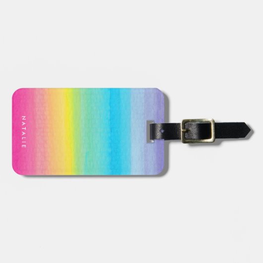 水彩レかわいらしインボーデザイン|名前 ラゲッジタグ (正面横)