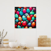 水彩レインボーイースターエッグ ポスター (キッチン)