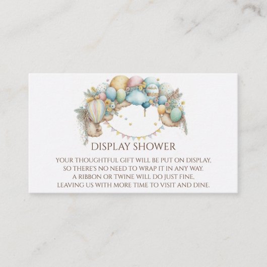 水彩レインボーエアバルーン赤ちゃんシャワー エンクロージャーカード (正面)