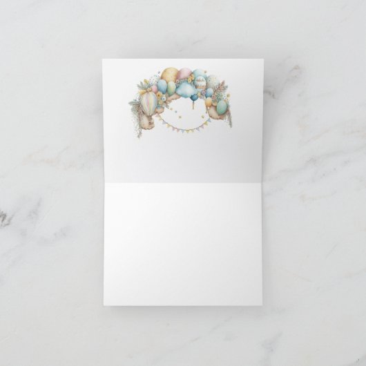 水彩レインボーエアバルーン赤ちゃんシャワー サンキューカード (内部)