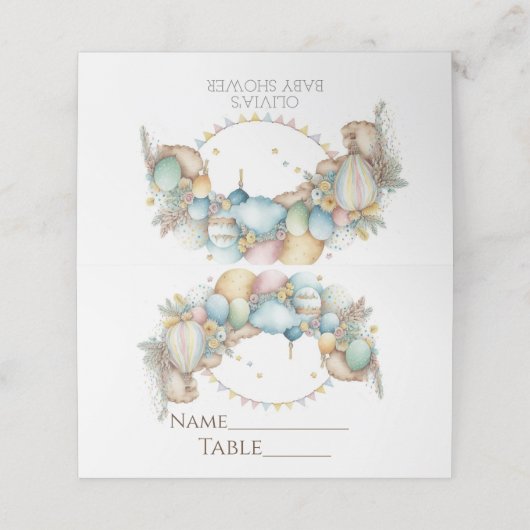 水彩レインボーエアバルーン赤ちゃんシャワー プレイスカード (外部開封)