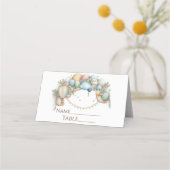 水彩レインボーエアバルーン赤ちゃんシャワー プレイスカード (正面)