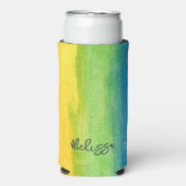 水彩レインボーカラフルパーソナライズされたプサケ スリム缶クーラー (Seltzer正面)