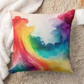水彩レインボーカラー装飾用クッション クッション (ブランケット)
