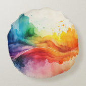 水彩レインボーカラー装飾用クッション ラウンドクッション (裏面)
