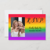 水彩レインボーゲイプライドQRコードRSVPカード 招待状 (正面)