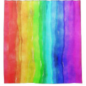 水彩レインボーストライプデザインシャワーカーテン シャワーカーテン (正面)