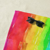 水彩レインボーストライプデザインビーチタオル ビーチタオル (インサイチュ)