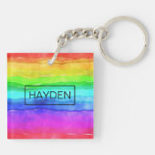 水彩レインボーストライプパーソナライズされた キーホルダー (裏面)