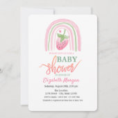 水彩レインボーストロベリーベビーシャワー 招待状 (正面)