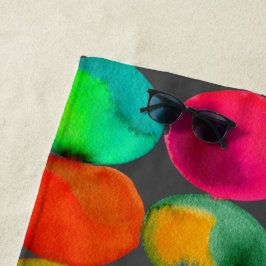 水彩レインボースポットアートビーチスタイル ビーチタオル