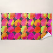 水彩レインボースポットアートビーチスタイル ビーチタオル (正面)