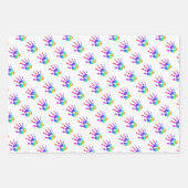 水彩レインボーハンドプリントパターンカラフルおもしろい ラッピングペーパーシート (正面3)