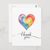 水彩レインボーハートサンキューカード ポストカード (正面/裏面)