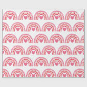 水彩レインボーハートピンク ラッピングペーパー (フラット)