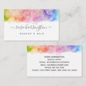 水彩レインボーバラ金ゴールドグリッター ガーリー 名刺 (正面/裏面)