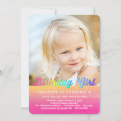 水彩レインボーバースデーパーティーの招待 招待状 (正面)