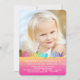 水彩レインボーバースデーパーティーの招待 招待状