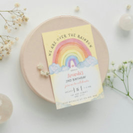 水彩レインボーバースデーパーティーの招待 招待状