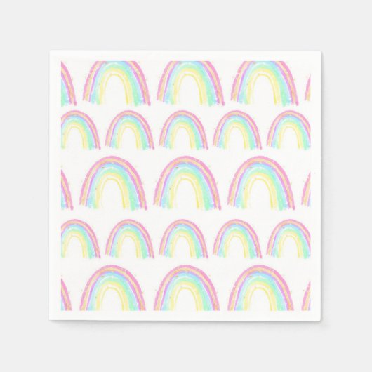 水彩レインボーバースデーパーティー スタンダードカクテルナプキン (正面)
