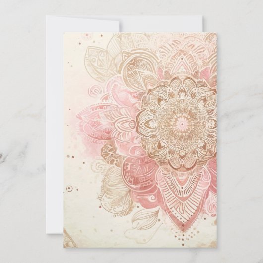 水彩レインボーバード&フェザーズボホ誕生日 招待状 (裏面)