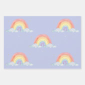 水彩レインボーパステルカラーバースデーパーティー ラッピングペーパーシート (正面2)