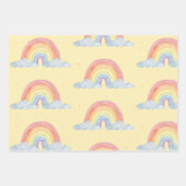 水彩レインボーパステルカラーバースデーパーティー ラッピングペーパーシート (正面3)