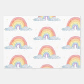 水彩レインボーパステルカラーバースデーパーティー ラッピングペーパーシート (正面3)