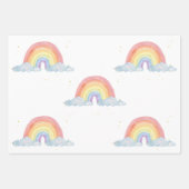 水彩レインボーパステルカラーバースデーパーティー ラッピングペーパーシート (正面2)