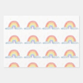 水彩レインボーパステルカラーバースデーパーティー ラッピングペーパーシート (正面)