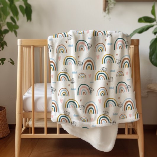 水彩レインボーパターン シェルパブランケット