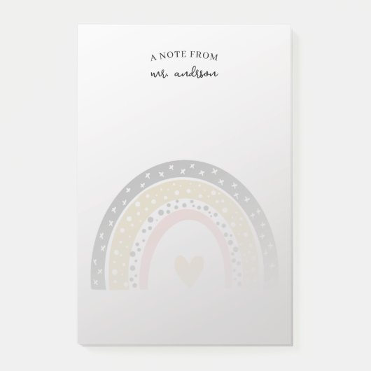 水彩レインボーパーソナライズされた先生 ポストイット (正面)