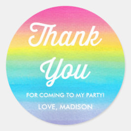 水彩レインボーパーティーサンキューステッカー ラウンドシール
