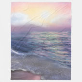 水彩レインボービーチ海セレニティ60インチx 80インチ フリースブランケット (正面)