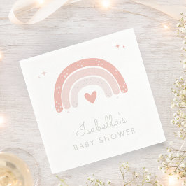 水彩レインボーピンクの女の子ベビーシャワー スタンダードカクテルナプキン