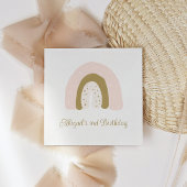 水彩レインボーピンクパステル誕生日パーティー スタンダードカクテルナプキン