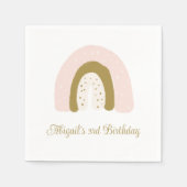 水彩レインボーピンクパステル誕生日パーティー スタンダードカクテルナプキン (正面)