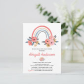 水彩レインボーフローラベビーシャワー招待状 ポストカード (スタンド正面)