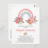 水彩レインボーフローラベビーシャワー招待状 ポストカード (正面/裏面)