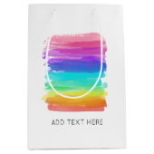 水彩レインボーブラッシュストロークアーティストカスタム文字 ミディアムペーパーバッグ (正面)