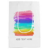 水彩レインボーブラッシュストロークアーティストカスタム文字 ミディアムペーパーバッグ (裏面)