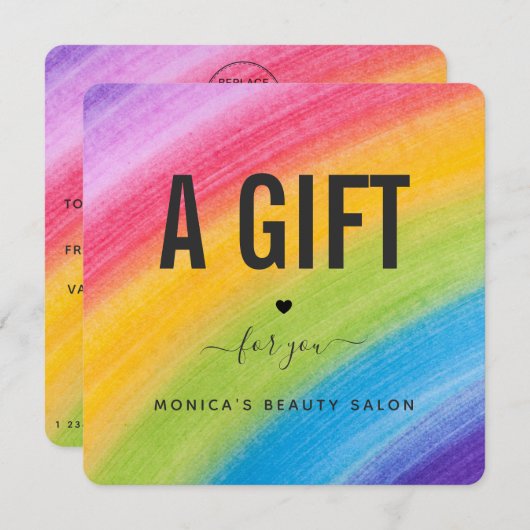 水彩レインボーブラッシュストローク美しいサロントレンディー (正面/裏面)