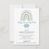 水彩レインボーブルー男の赤ちゃんシャワーバイメール 招待状 (正面)