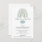 水彩レインボーブルー男の赤ちゃんシャワーバイメール 招待状 (正面/裏面)