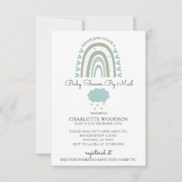 水彩レインボーブルー男の赤ちゃんシャワーバイメール 招待状