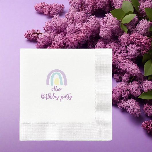 水彩レインボーブルー薄紫イエロー誕生日